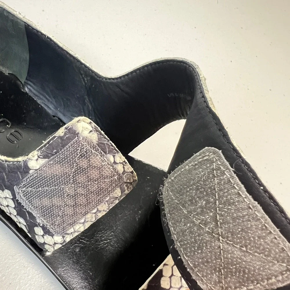 Vince Snake Print Leather Adjustable Strap Flat Sandals Size US 6.5 / EUR 37